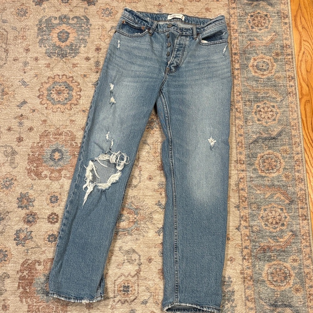 Abercrombie & Fitch Blue Distressed Boyfriend Jeans